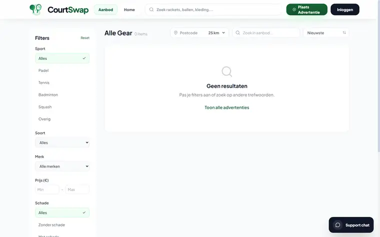 Scherm van CourtSwap
